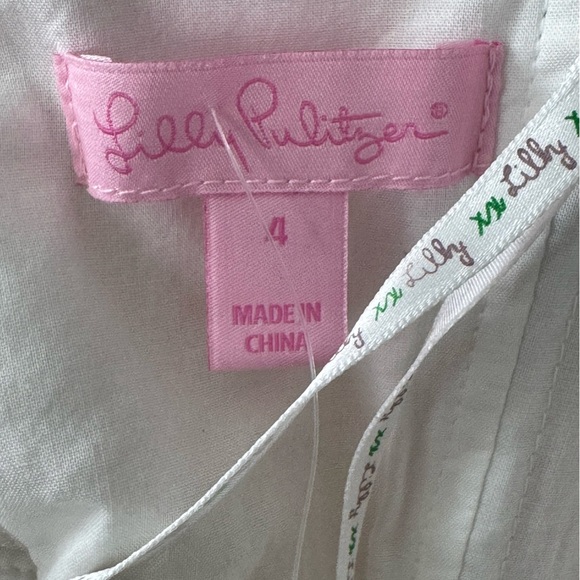 Lilly Pulitzer Strapless Dress Pink White Green Yellow 100% Cotton Floral size 4 - Picture 8 of 13